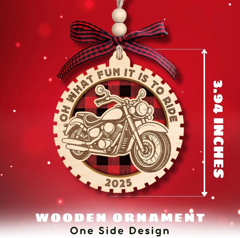 SUCHAGIFT Motorcycle Ornaments - Motorcycle Christmas Ornament - Mountain Biker Gifts for Men, Women, Dad, Grandpa - Racing Biker Gifts - 2 Layered Wood Ornament 2025 - Image 2